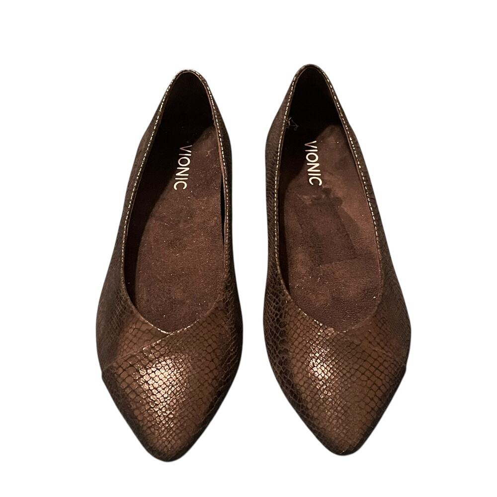 Vionic Caballo Flat Black Metallic Snakeskin - image 2